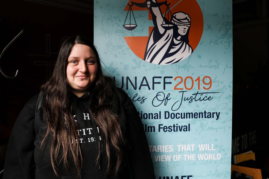 A photo of Natasha Anderson at the United Nations Association Film Festival in California