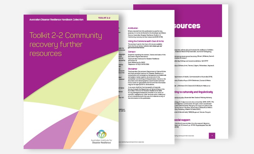 Toolkit 2-2 Further resources for community recovery thumbnail