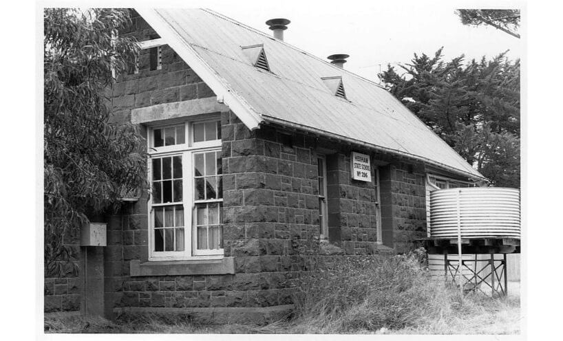 Front view of the former Hexham State School bluestone building in 1986.