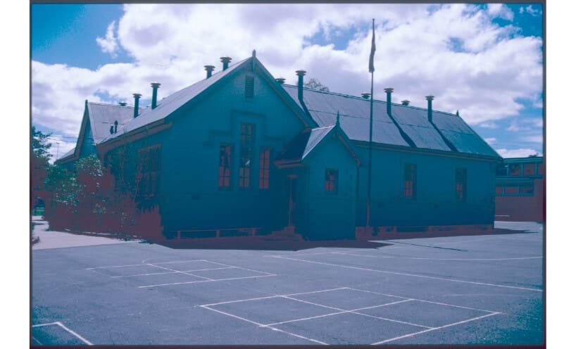 The flagpole at Sutton Grange Primary School between 1970 and 1999.