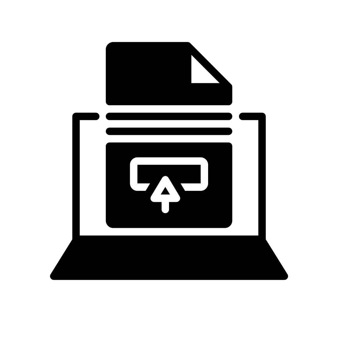 An image of a file being sent from a laptop.