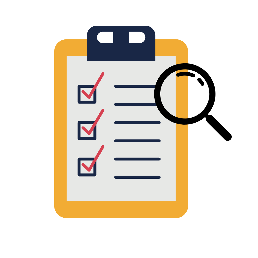 Image of checklist on a clipboard with a hand holding it.
