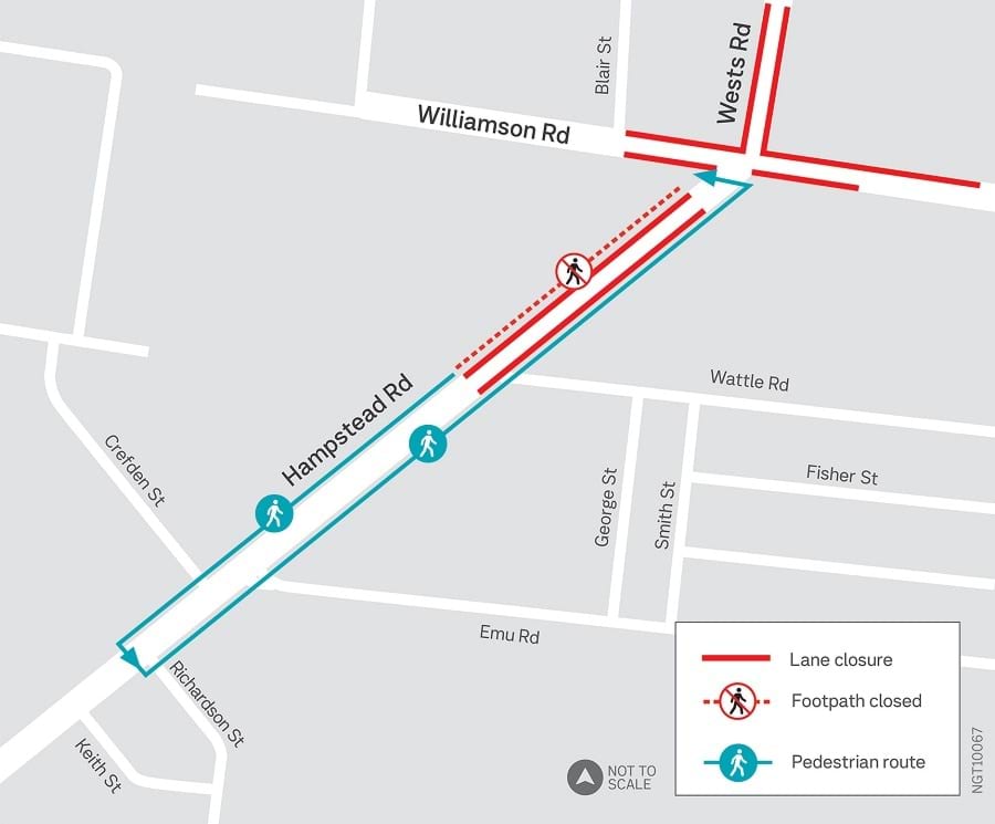 Image of Hampstead Road path closure detour map