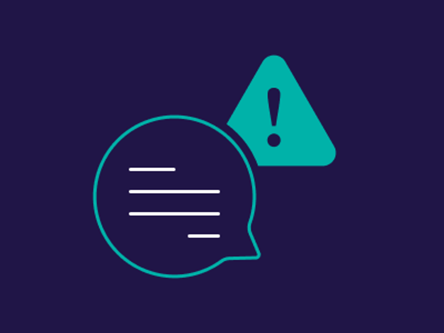 Icon showing text and a warning sign to symbolise staying safe from scams