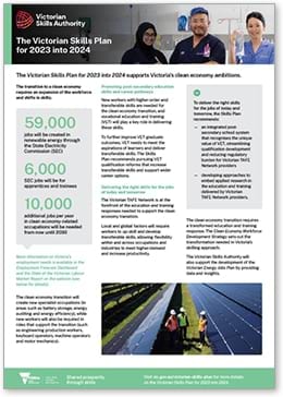 Victorian Skills Plan 2023-24 clean economy fact sheet