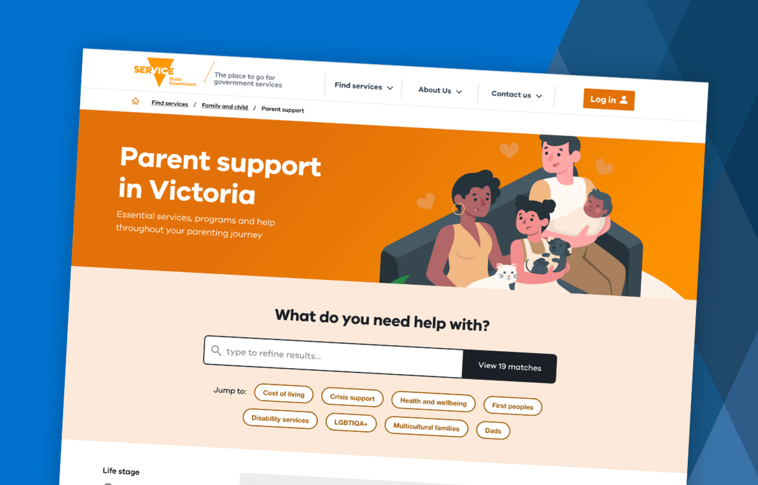 Screenshot of Parent's Portal homepage