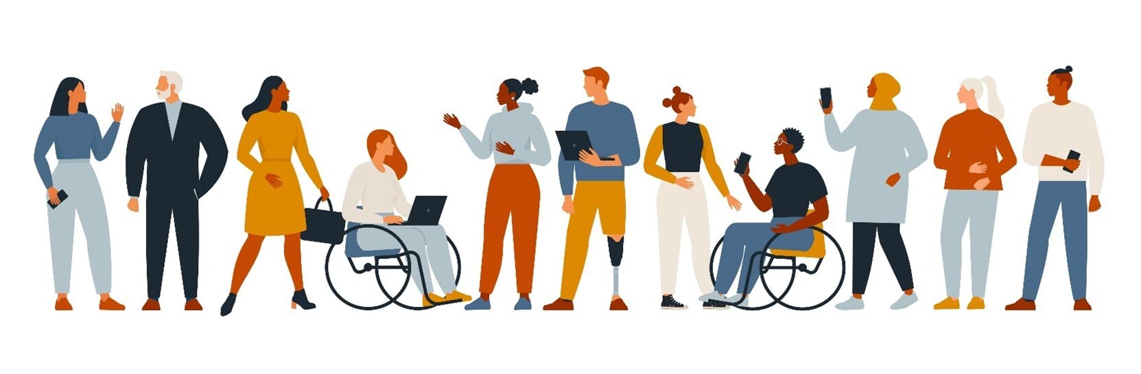 Icon of a group of people with disability conversing