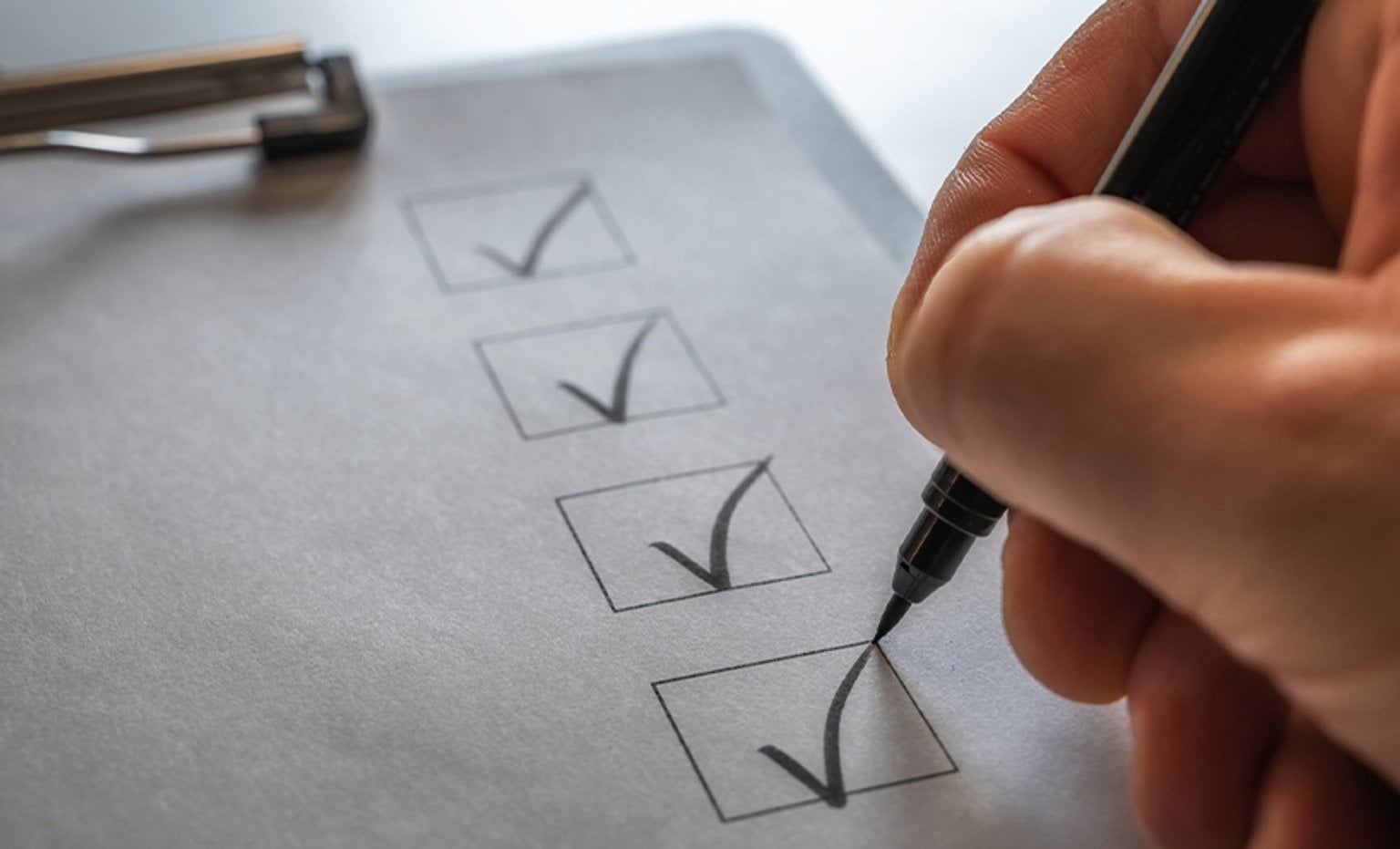 A checklist being ticked off