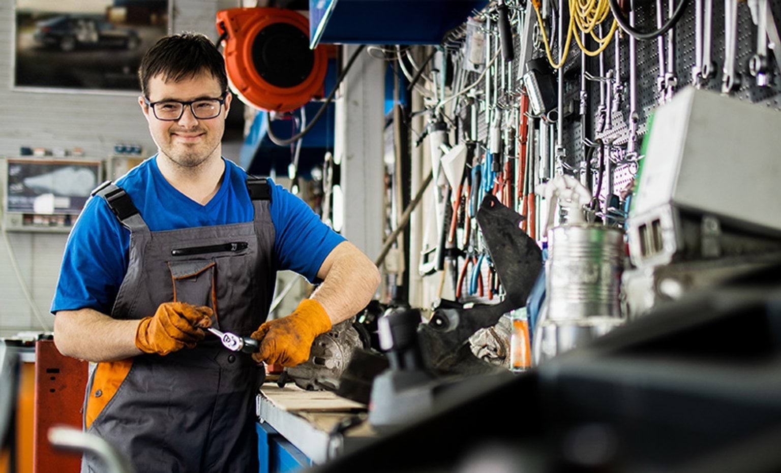 A mechanic in an auto repair shop
