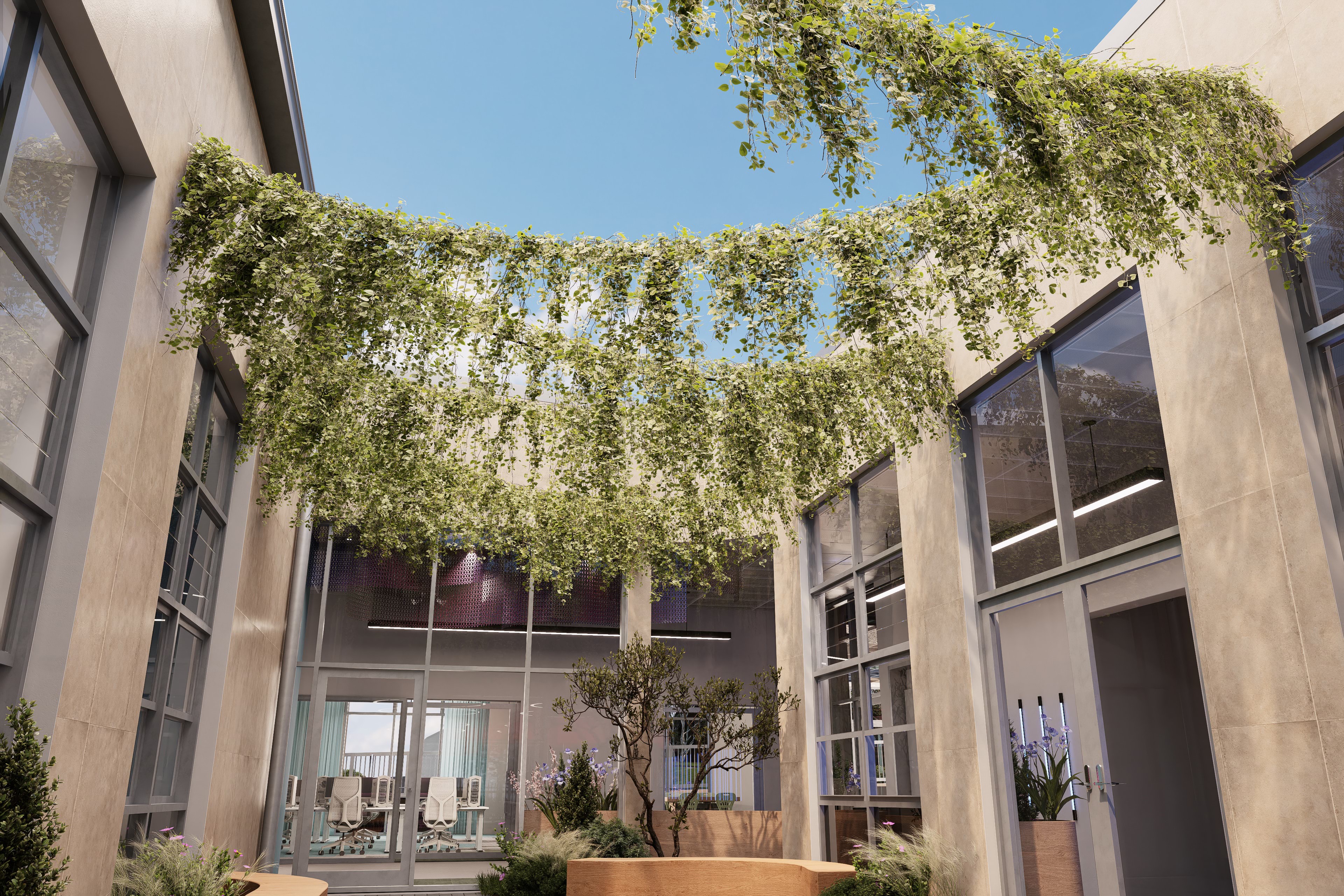 A bright, open-air area