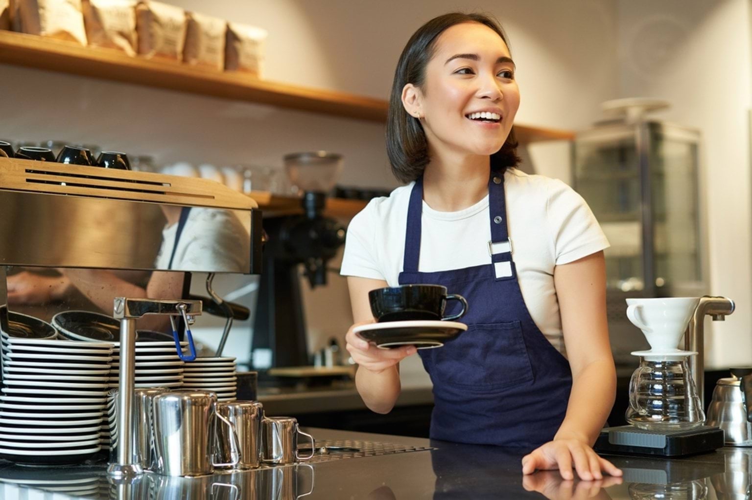 Someone serving coffee
