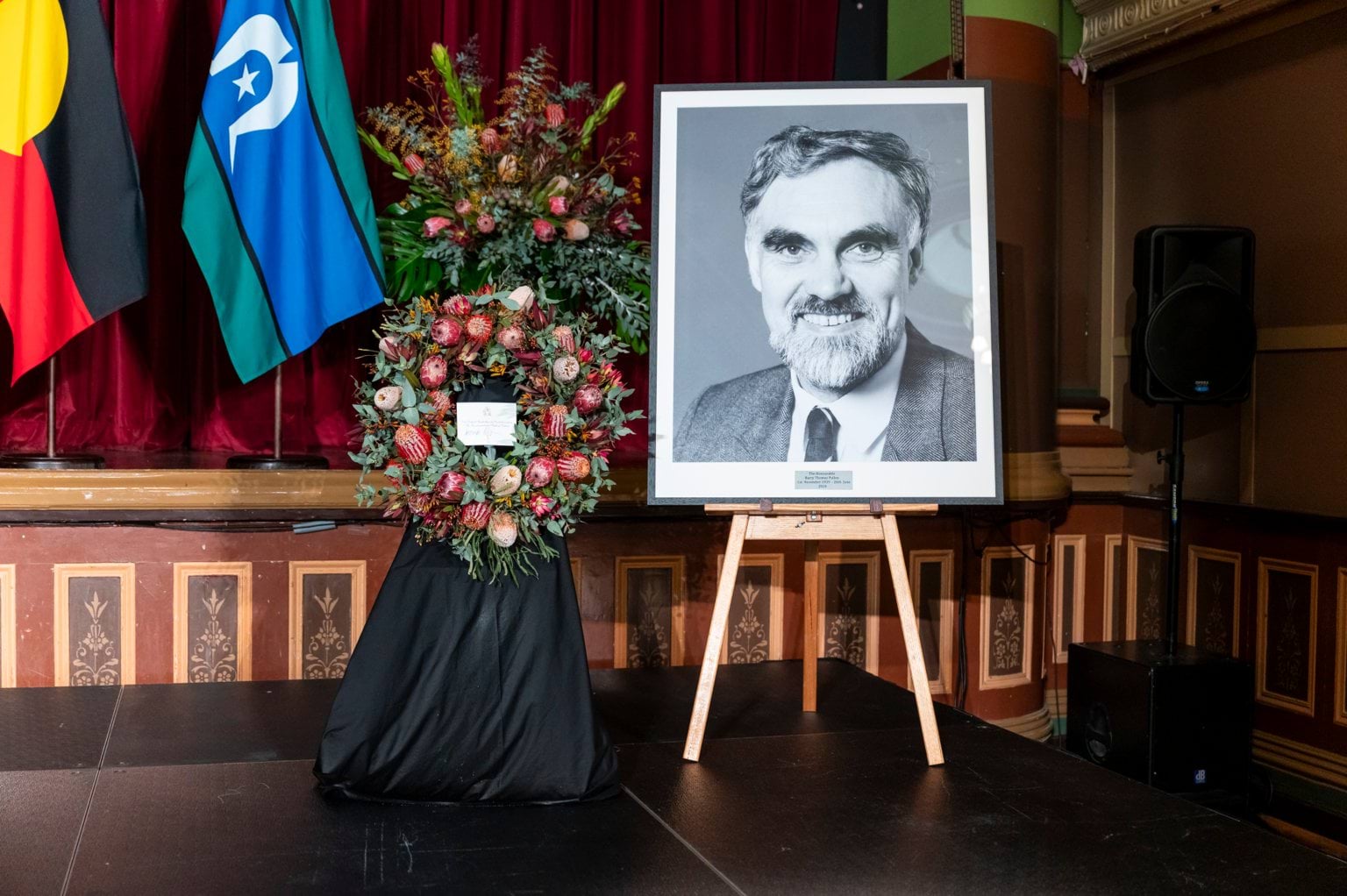State Funeral Service for The Honourable Barry Pullen - Portrait and flowers