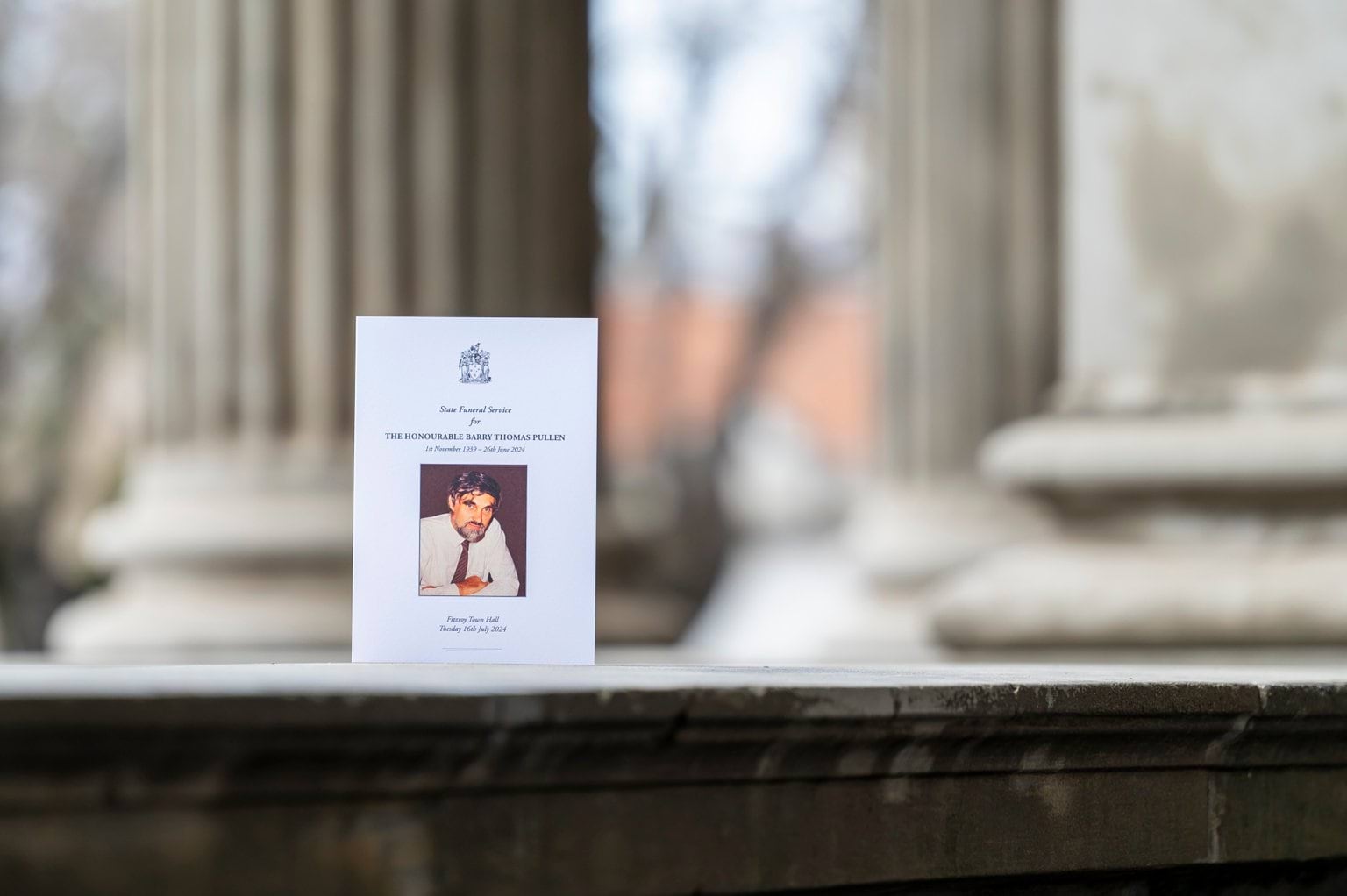 Funeral service program at the State Funeral Service for The Honourable Barry Pullen