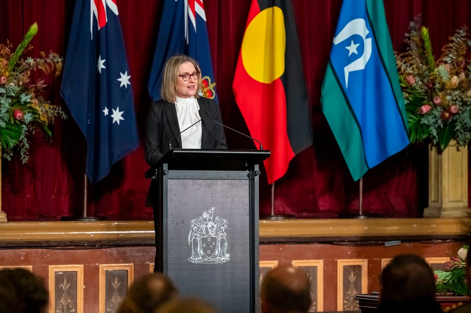 Premier Jacinta Allan speaking at State Funeral Service for The Honourable Barry Pullen
