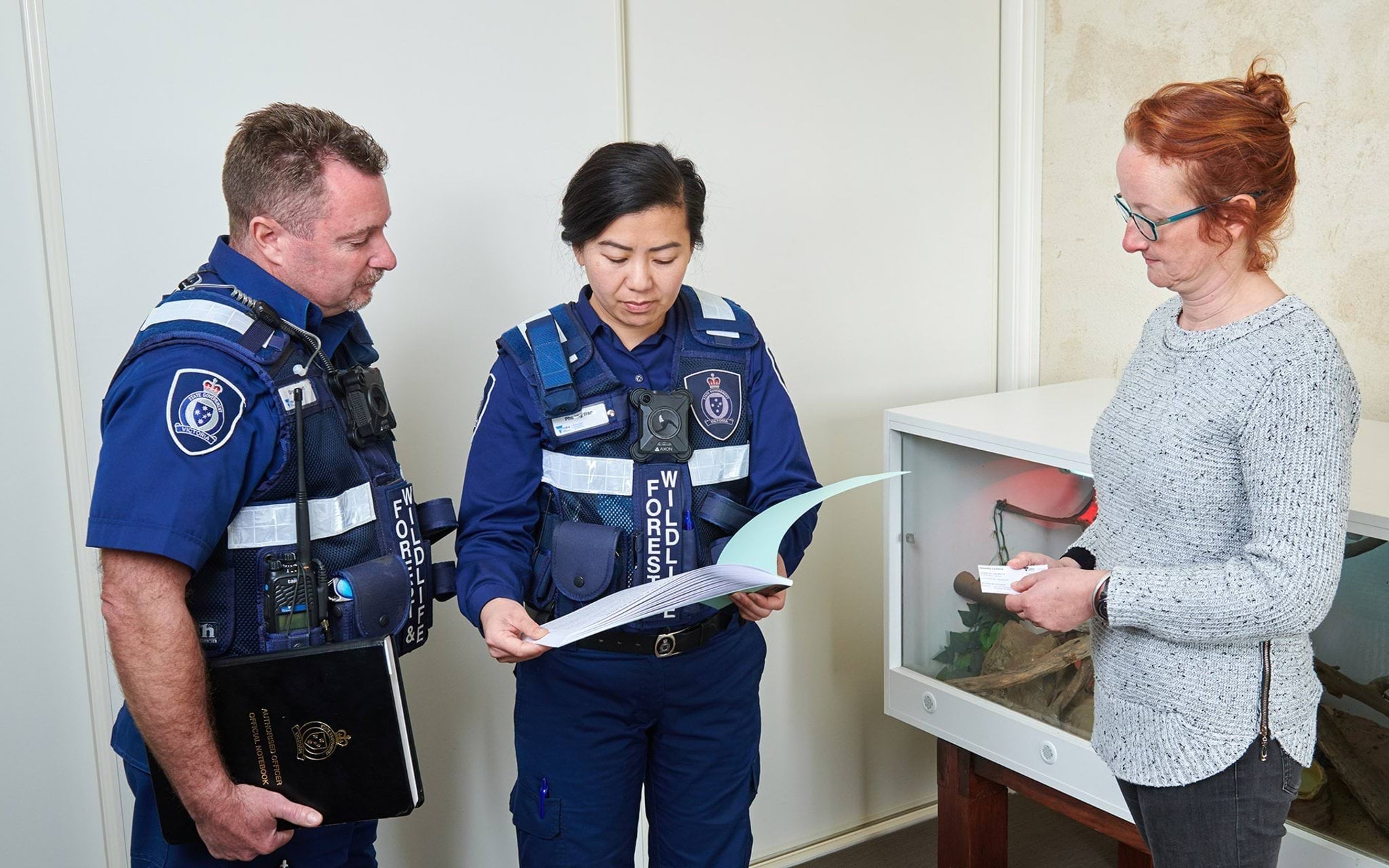 Officers inspect wildlife permit records