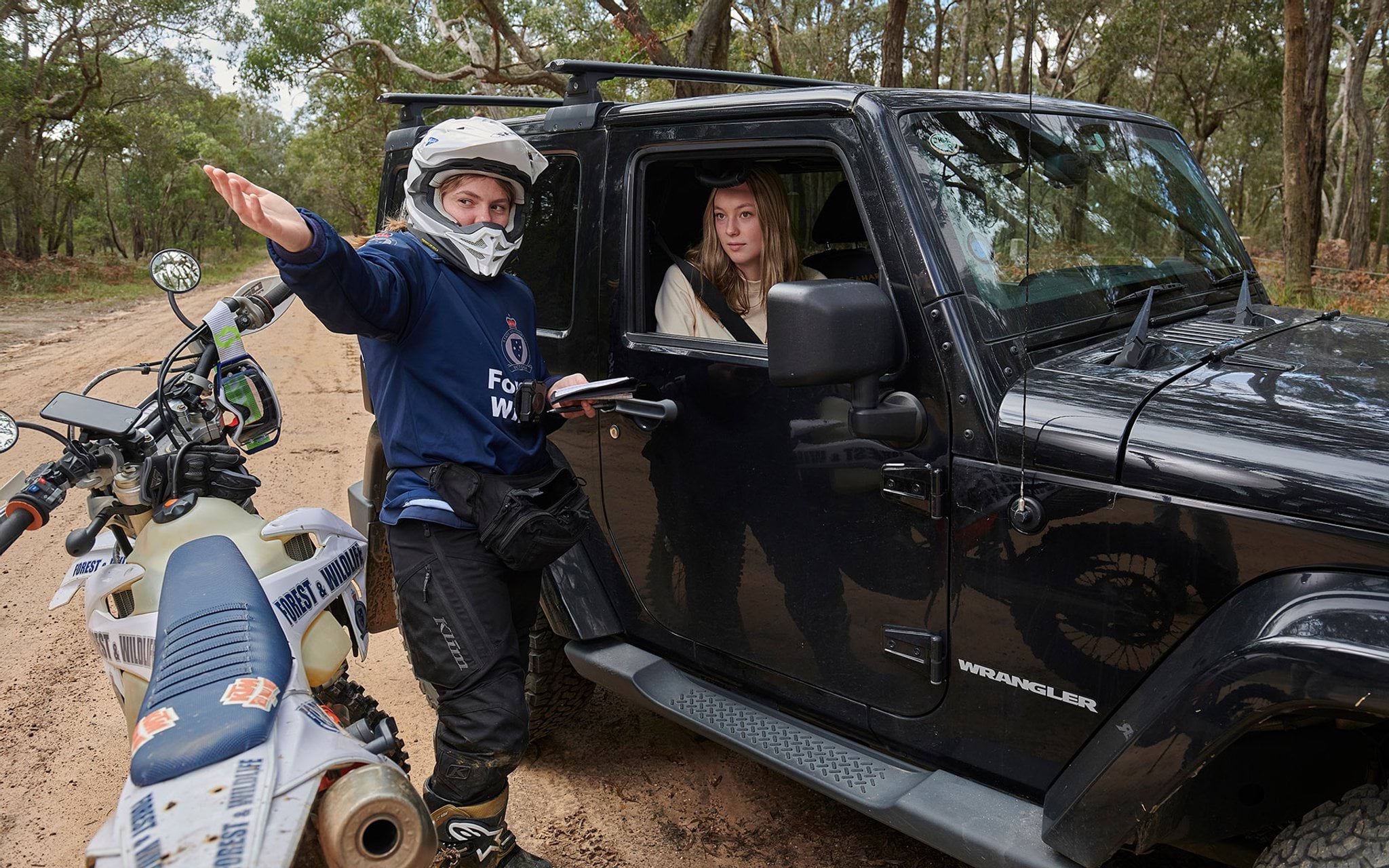 Officer engages vehicle user Officer engages vehicle user