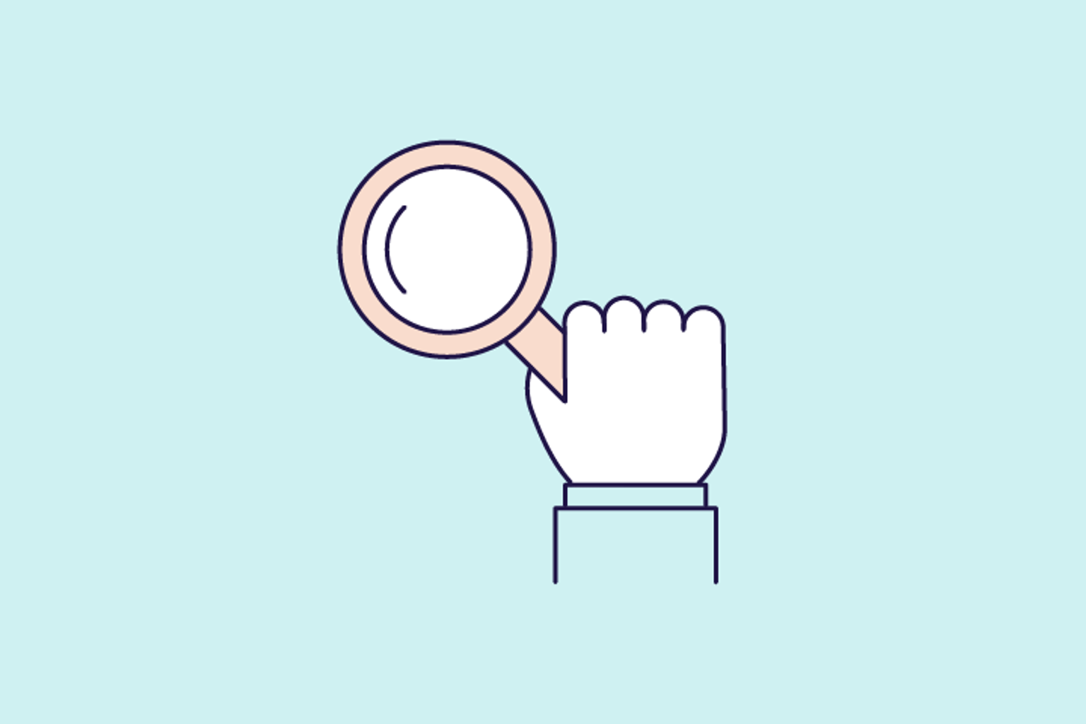 Icon of a hand holding a magnifying glass