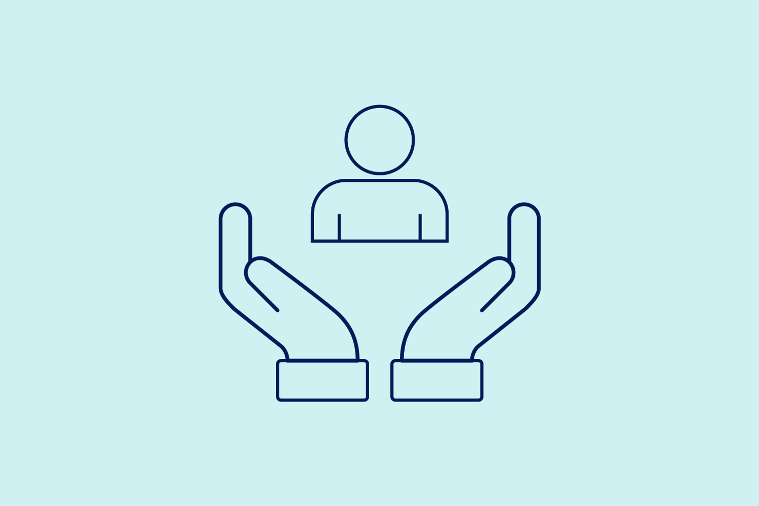 Icon of two hands supporting a person
