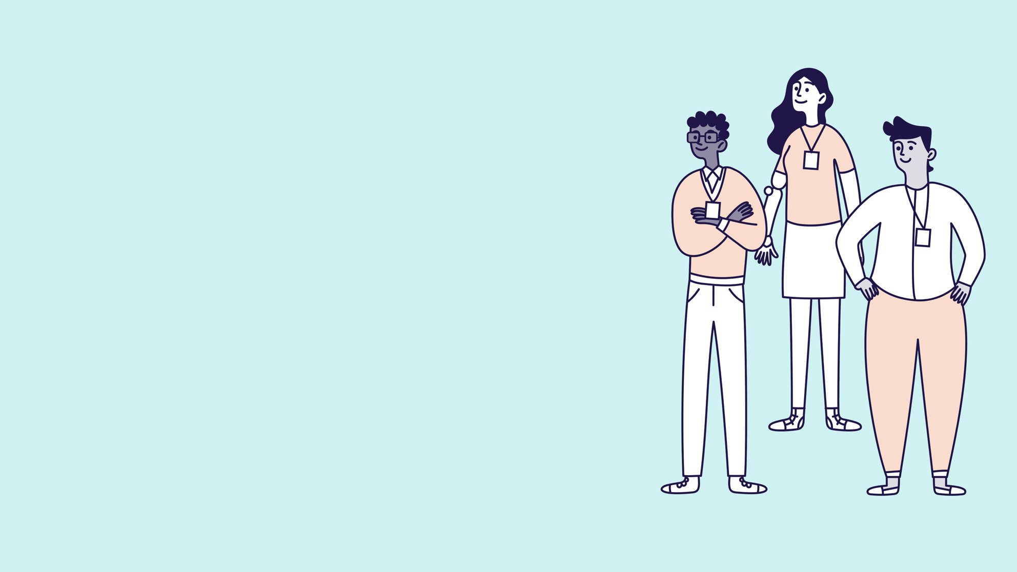 Illustration of three school staff members standing together.
