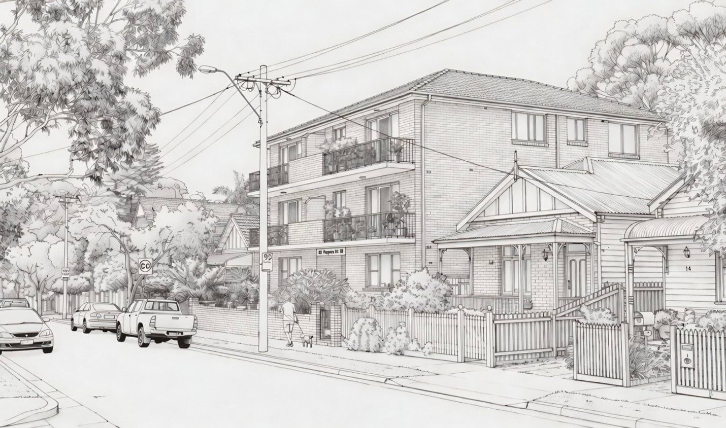 a suburban streetscape