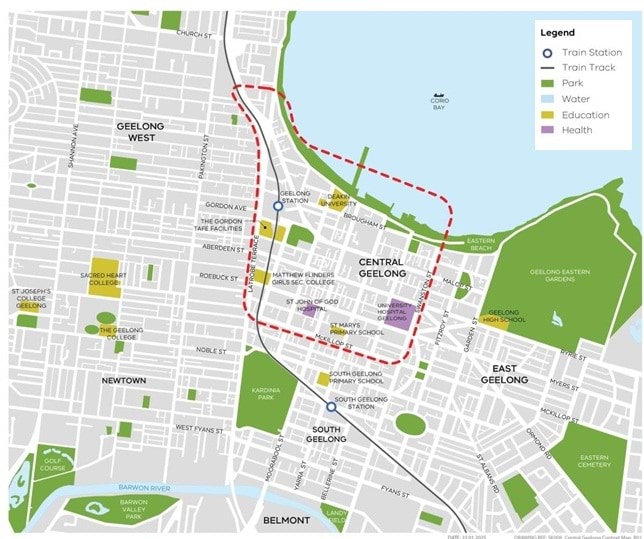 Image of the Central Geelong precinct map