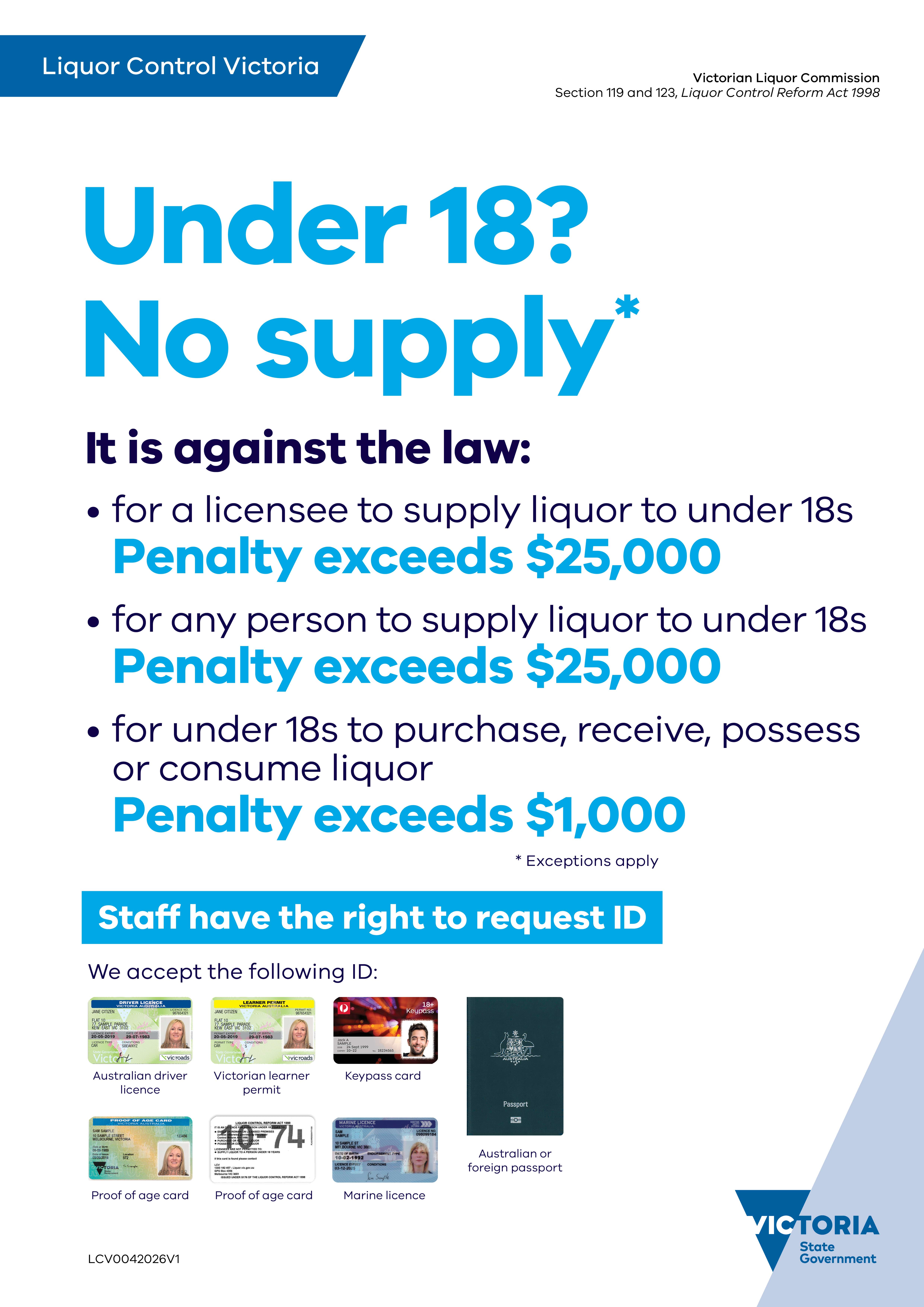 Under 18? No supply poster