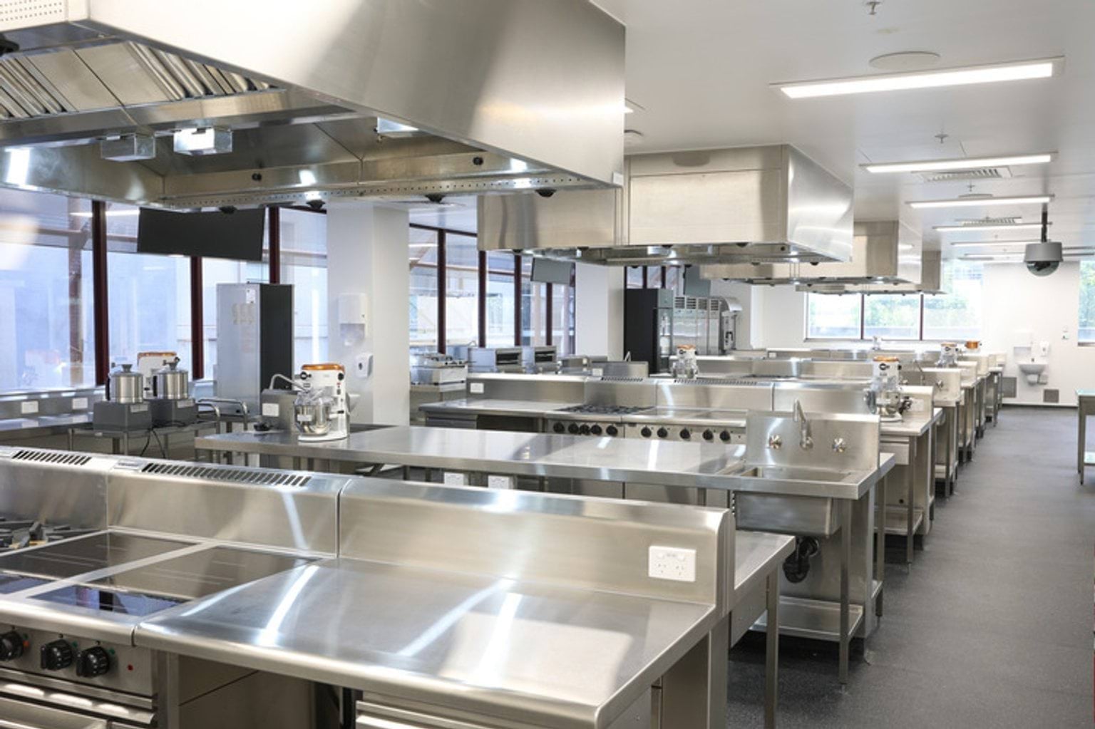 Stainless steel preparation area at William Angliss