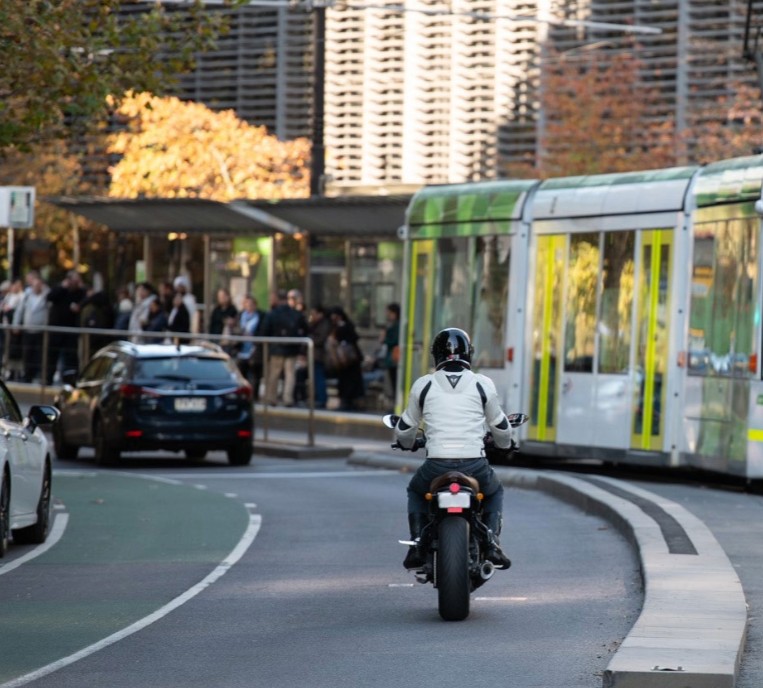 Motorcycle rider in the city