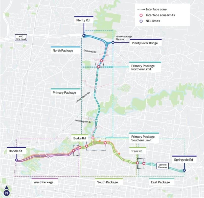 Map of North East Link Project