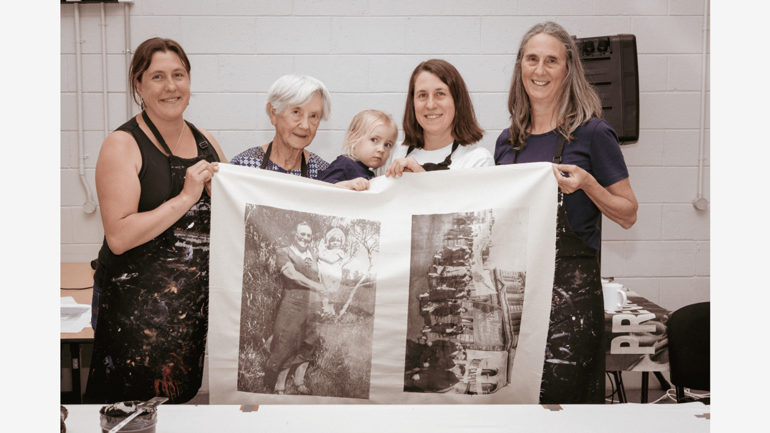 Four generations of Agnes Chambers’ family: daughter-in-law Doss, granddaughter Lyndal Chambers, great granddaughters Nicola and Corinn Strating and Nellie.