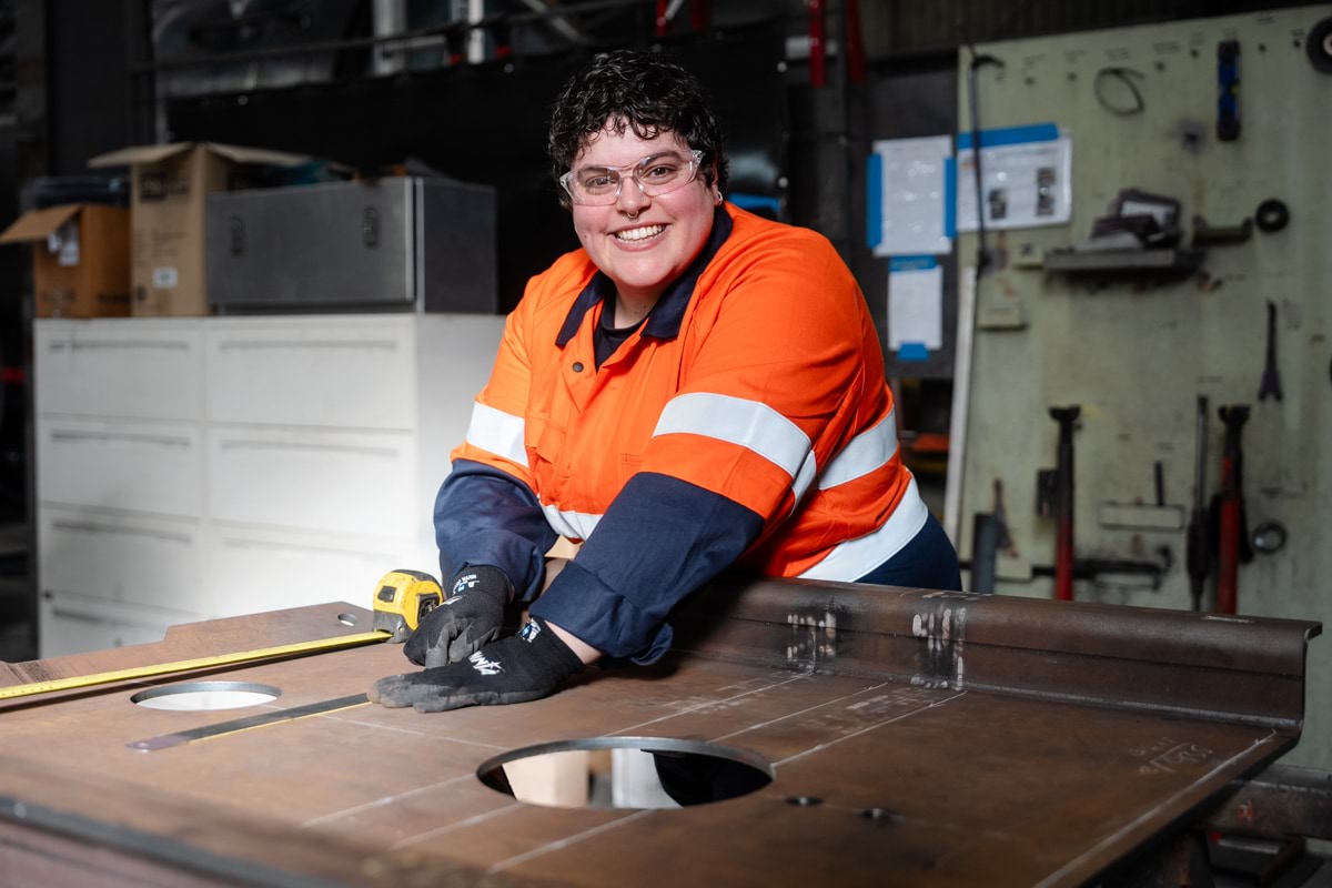Female apprentice at work