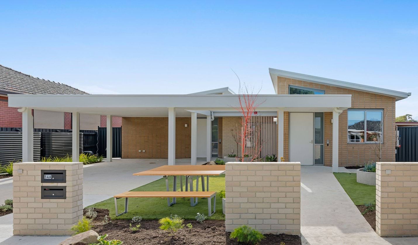Photo showing the front of a new Specialist Disability home